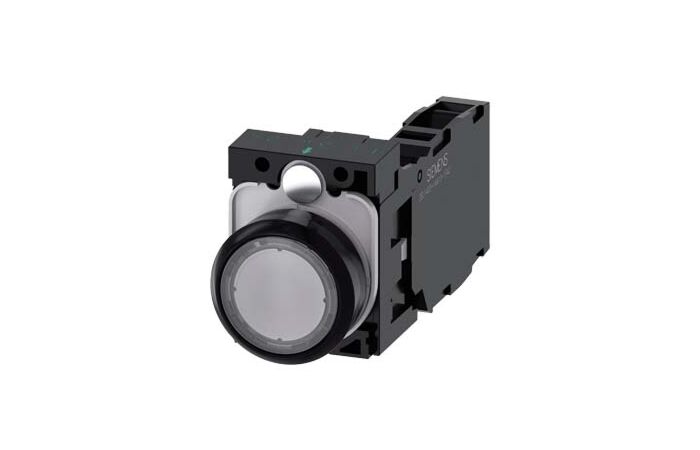 SIEMENS Tlačítko, 22 mm, kulaté, plast, čirá, knoflík stiskací, 1 NO + 1 NC