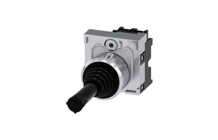SIEMENS Spínač křížový, 22 mm, kulatý, kov s vysokým leskem, černá barva, svislý západkový