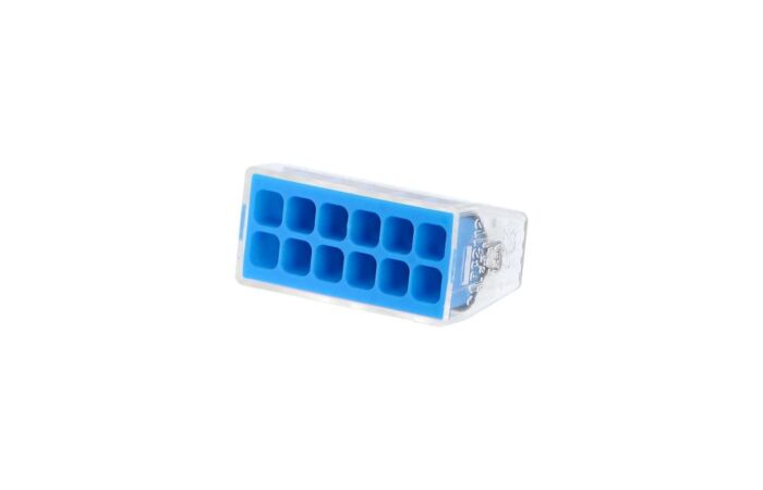 HEAVY POWER Svorka krabicová miniaturní PC2112 bezšroubová 12x 0,5-2,5 mm2, transparentní/modrá