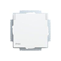 ABB ZONI Zásuvka 6620T-A07995 240 jednonásobná s bočními kontakty, s clonkami, s víčkem, IP44 matná bílá