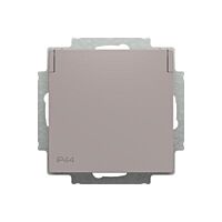 ABB ZONI Zásuvka 6620T-A07995 244 jednonásobná s bočními kontakty, s clonkami, s víčkem, IP44 greige