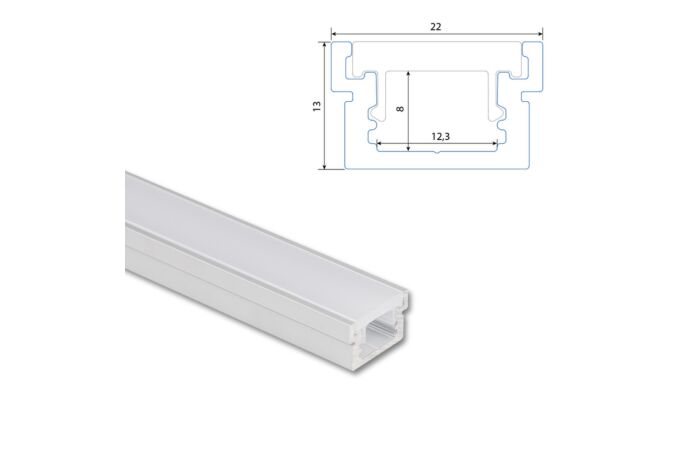 Profil AL 22/13mm BA mléčný 1m komplet