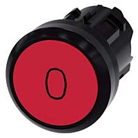 SIEMENS Tlačítko, 22 mm, kulaté, plast, červené, popisek O, knoflík stiskací