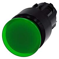 SIEMENS Tlačítko hřibové, osvětlené, 22 mm, kulaté, plast, zelená, 30 mm