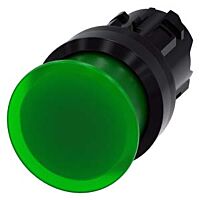 SIEMENS Tlačítko hřibové, osvětlené, 22 mm, kulaté, plast, zelená, 30 mm