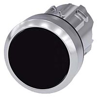 SIEMENS Tlačítko, 22 mm, kulaté, kov, s vysokým leskem, černá barva, knoflík stiskací