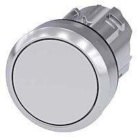 SIEMENS Tlačítko, 22 mm, kulaté, kov, s vysokým leskem, bílá, knoflík stiskací