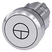 SIEMENS Tlačítko, 22 mm, kulaté, kov, s vysokým leskem, bílé, se symbolem: krokový režim