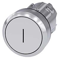 SIEMENS Tlačítko, 22 mm, kulaté, kov, s vysokým leskem, bílé, popisek I, knoflík stiskací