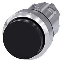 SIEMENS Tlačítko, 22 mm, kulaté, kov, s vysokým leskem, černá barva, knoflík stiskací