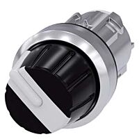 SIEMENS Spínač otočný, 22 mm, kulatý, kov, s vysokým leskem, bílá, otočný knoflík