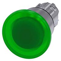 SIEMENS Tlačítko hřibové, osvětlené, 22 mm, kulaté, kov, s vysokým leskem, zelená, 40 mm