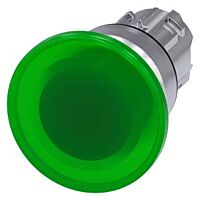 SIEMENS Tlačítko hřibové, osvětlené, 22 mm, kulaté, kov, s vysokým leskem, zelená, 40 mm