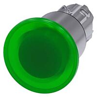 SIEMENS Tlačítko hřibové, osvětlené, 22 mm, kulaté, kov, s vysokým leskem, zelená, 40 mm