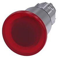 SIEMENS Tlačítko hřibové, osvětlené, 22 mm, kulaté, kov, s vysokým leskem, červená, 40 mm