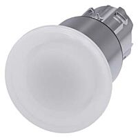 SIEMENS Tlačítko hřibové, osvětlené, 22 mm, kulaté, kov, s vysokým leskem, bílá, 40 mm