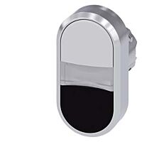 SIEMENS Dvojtlačítko osvětlené, 22 mm, kulaté, kov, s vysokým leskem, bílá, černá