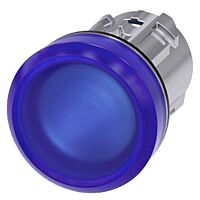 SIEMENS Signálka 22 mm, kulatá, kov, s vysokým leskem, modrá, čočka, hladká