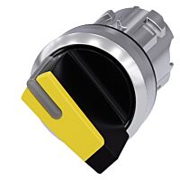 SIEMENS Spínač otočný s osvětlením, 22 mm, kulatý, kov, s vysokým leskem, žlutá barva, krátká páčka