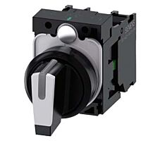 SIEMENS Spínač otočný, s osvětlením, 22 mm, kulatý, plast, černá, bílá, 1 NO, 1 NO