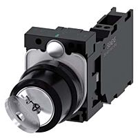 SIEMENS Spínač klíčový RONIS, 22 mm, kulatý, plast, vytažení klíče O+I, 1 NO + 1 NC
