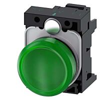 SIEMENS Signálka 22 mm, kulatá, plast, zelená, čočka, hladká, AC/DC 24V