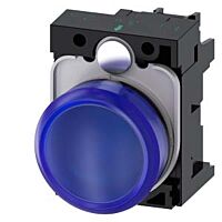 SIEMENS Signálka 22 mm, kulatá, plast, modrá, čočka, hladká, AC/DC 24V