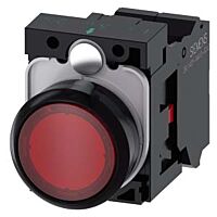 SIEMENS Tlačítko, osvětlené, 22 mm, kulaté, plast, červená, 1 NC, AC110V