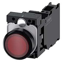 SIEMENS Tlačítko, osvětlené, 22 mm, kulaté, plast, červená, 1 NO + 1 NC, AC110V
