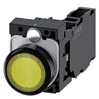 SIEMENS Tlačítko, osvětlené, 22 mm, kulaté, plast, žlutá, 1 NO + 1 NC, AC110V