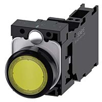 SIEMENS Tlačítko, osvětlené, 22 mm, kulaté, plast, žlutá, 1 NO + 1 NC, AC110V