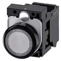 SIEMENS Tlačítko, osvětlené, 22 mm, kulaté, plast, čirá, 1 NO, AC110V