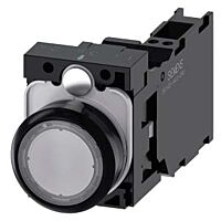 SIEMENS Tlačítko, osvětlené, 22 mm, kulaté, plast, čirá, 1 NO + 1 NC, AC110V