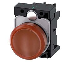 SIEMENS Signálka 22 mm, kulatá, plast, amber čočka, hladká, AC110V