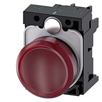 SIEMENS Signálka 22 mm, kulatá, plast, červená, čočka, hladká, AC110V
