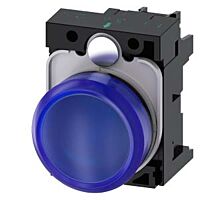 SIEMENS Signálka 22 mm, kulatá, plast, modrá, čočka, hladká, LED modul, AC110V