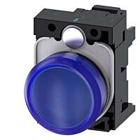 SIEMENS Signálka 22 mm, kulatá, plast, modrá, čočka, hladká, AC110V
