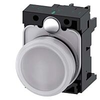 SIEMENS Signálka 22 mm, kulatá, plast, bílá, čočka, hladká, AC110V