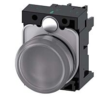 SIEMENS Signálka 22 mm, kulatá, plast, čirá, čočka, hladká, LED modul, AC110V