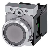 SIEMENS Tlačítko, 22 mm, kulaté, kov, s vysokým leskem, čirá, knoflík stiskací, 1 NO