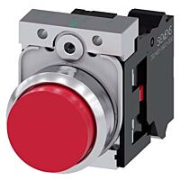 SIEMENS Tlačítko, 22 mm, kulaté, kov, s vysokým leskem, červená, knoflík stiskací, 1 NC