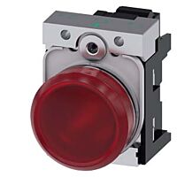 SIEMENS Signálka 22 mm, kulatá, kov, s vysokým leskem, červená, čočka, hladká, AC110V