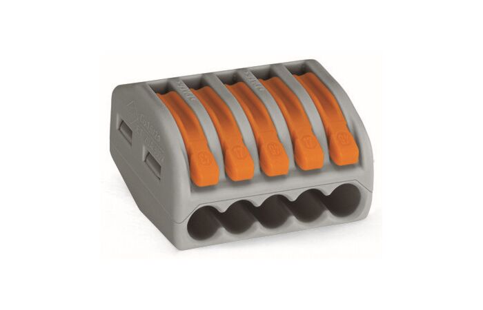 WAGO Svorka krabicová 222-415 páčková spojovací pro všechny druhy vodičů 5 x 4 mm², oranžová/šedá