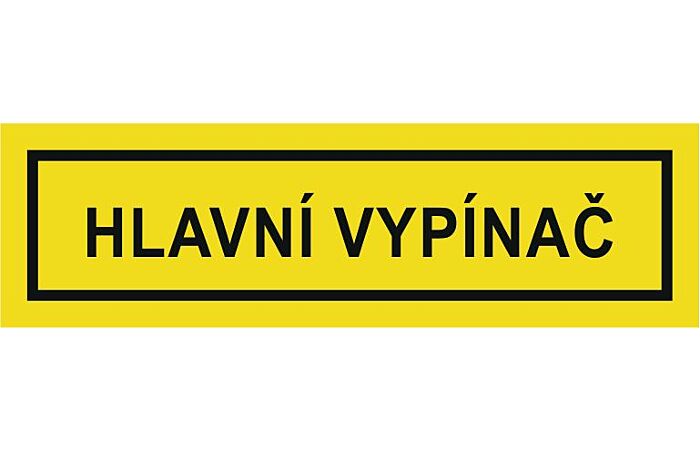 CUPRO Tabulka"HL.VYPÍNAČ"výstražná malá(1,9x6,5) samolepící