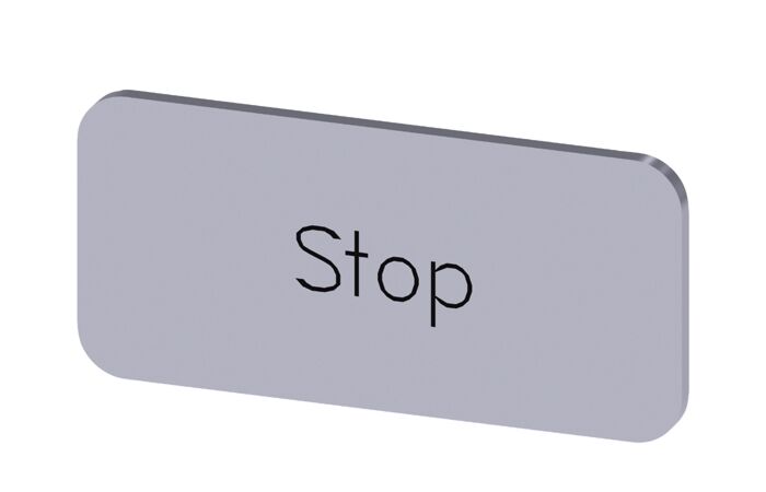 SIEMENS Štítek popisný 12,5 x 27 mm, štítek stříbrný, popisek STOP