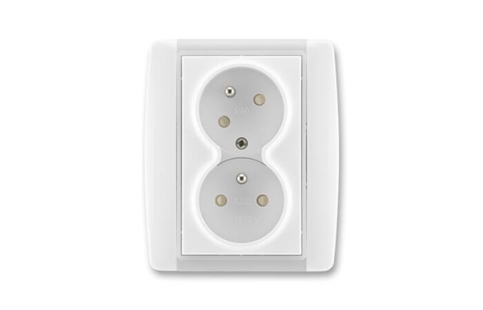 ABB ELEMENT Dvojzásuvka 5513E-C02357 01 chráněná s clonkami, bezšroubová, bílá/ledová bílá