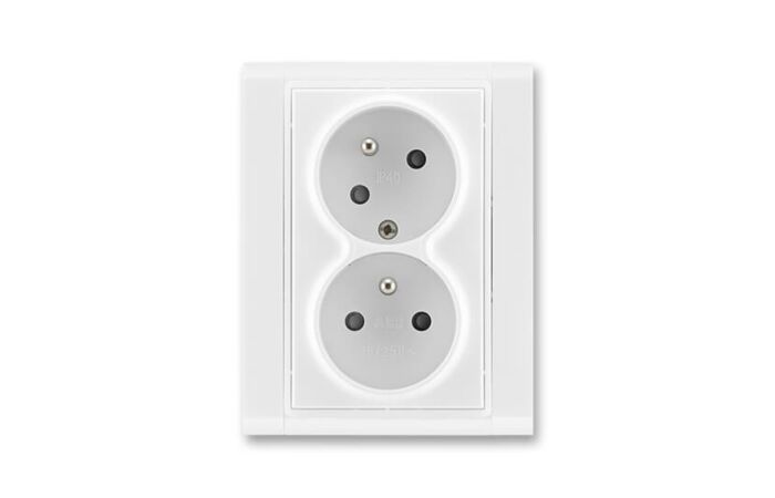ABB TIME Dvojzásuvka 5513F-C02357 03, s clonkami, bezšroubová, bílá/bílá