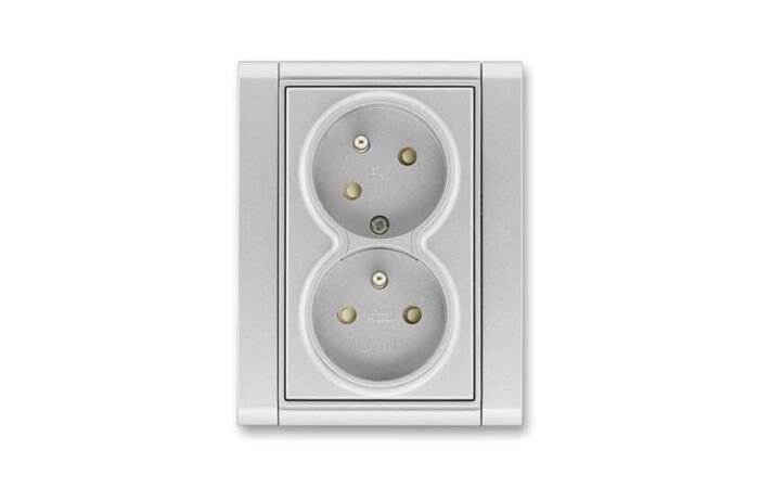 ABB TIME Dvojzásuvka 5513F-C02357 08, s clonkami,bezšroubová, titanová