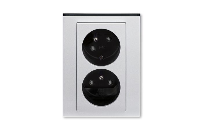 ABB LEVIT Dvojzásuvka 5513H-C02357 70 s clonkami, s natočenou dutinou, IP40, titanová/kouřová černá