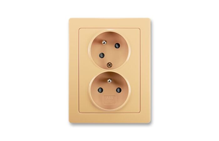 ABB SWING Dvojzásuvka 5513J-C02357 D1 s clonkami, s natočenou dutinou, béžová